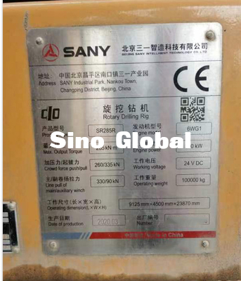 6WG1 Sany秒針の回転式掘削装置エンジン力300KW SR285R 2020年